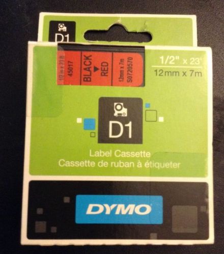 Dymo 45017 Black Print/ Red Tape 1/2 X 23