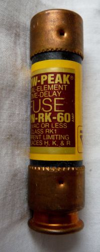 One cooper ind bussmann lpn-rk-60 low peak dual element time delay fuse for sale