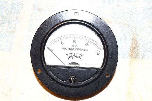 TRIPLETT TRIPLET TRIPPLET 3-1/2 inch PANEL METER 0-20 DC MICROAMPERES ua. TESTED