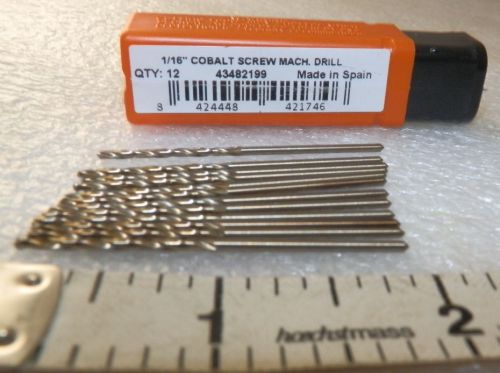 12 pcs 1/16&#034; Screw Machine Length Drill Bits unused  (( Loc15 ))