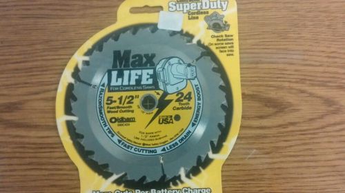 Max Life Cordless Saw Blade 5-1/2 &#034; 24 Tooth Carbide 5/8&#034; - 1/2&#034; Arbor