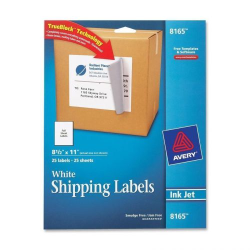 Avery Shipping Labels Ink Jet with TrueBlock Technology Full Sheet 150pk   8165