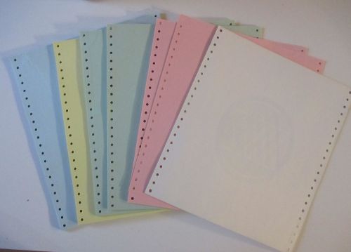 Pastel Blue Yellow Pink Green Dot Matrix Printer Paper Lot