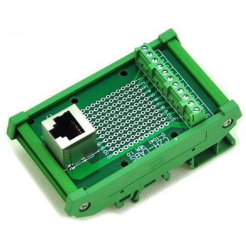 RJ50 10P10C DIN Rail Mount Interface Module, Vertical Jack.