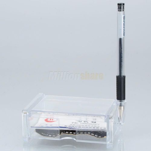 Slap-up square plastic business card case card holder with pen holder for sale