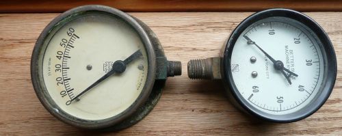 Vintage US Gauge Pressure PSI Gauge Brass Model 2 1/2 AD-10141 Screw off Glass