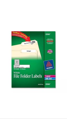 Avery 8366 Permanent File Folder Labels, 1/3 Cut, 750/PK, White