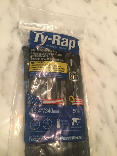 Thomas &amp; Betts Cable Ties 13.4&#034; Ty-Rap Steel Tab Black TY527MX QTY-50 -NEW-