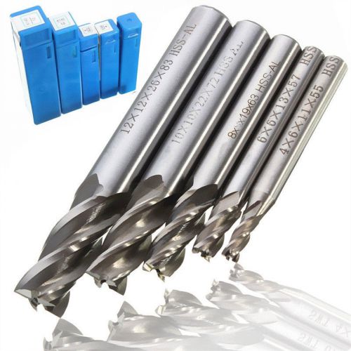 5 Size 4-12mm HSS CNC Straight Shank 4 Flute End Mill Cutter Drill Bit Tools #W1