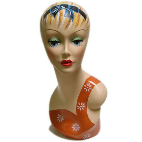 Mn-203 female head form with colorful vintage look for sale