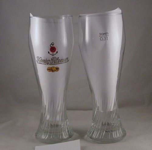 Commercial Bar Glass KONIG PILSENER CRAFT Beer .31L 10oz Fluted GERMAN SET OF 1