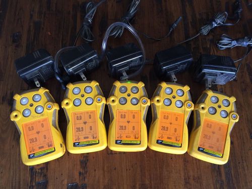 (5) BW Gas Alert Quattro Gas Monitor Detector Meter O2 CO H2S LEL