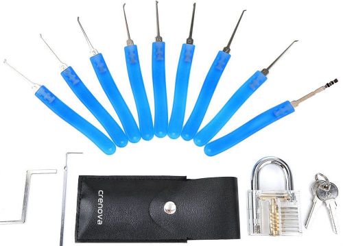 Lock pick set crenova 12pcs practice padlock set [free leather pouch] best tr... for sale