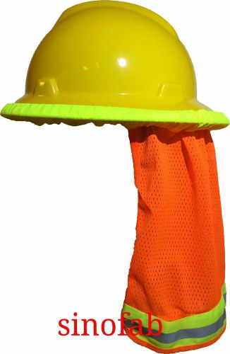 2 SAFETY HARD HAT NECK SHIELD HELMET SUN SHADE HI VIS REFLECTIVE STRIPE