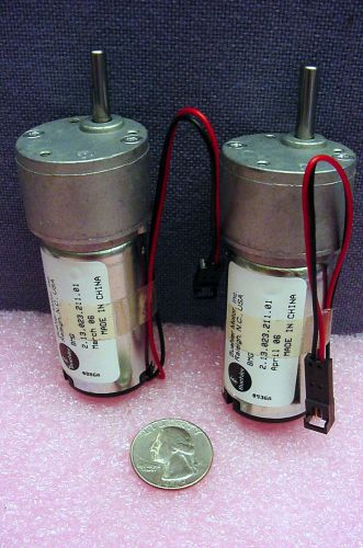 PAIR OF NEW, UNUSED BUEHLER DC COMPACT GEARMOTORS W/OFFSET GEARHEAD, FLAT SHAFT