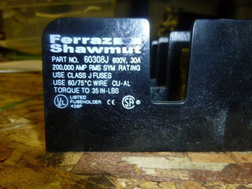 FERRAZ GOULD SHAWMUT FUSE BLOCK HOLDER 60308J 600V 30A 3-POLE WITH FREE SHIPPING