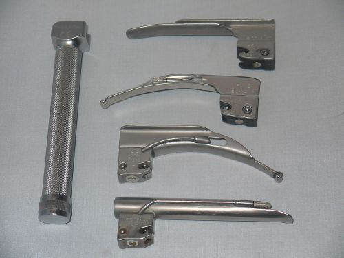 Medical WELCH ALLYN 60400 Handle &amp; 4 blades  2, Mil 1, Flagg 1, Mac 2