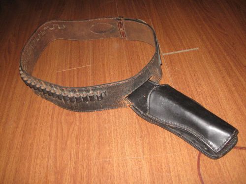 Vintage western cowboy pistol Black fast draw holster and loop belt XL 44in.