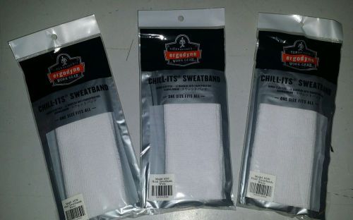 3 ~ Chill-Its ~ White Sweatband&#039;s ~ 6550 ~ Head Sweat Band by ergodyne