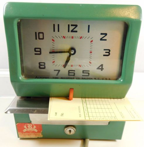 Acroprint time recorder co green time clock model puncher punch 150rr4 with key for sale