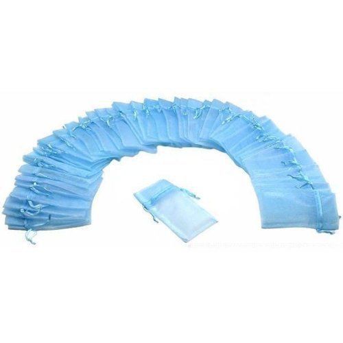 48 Jewelry Light Blue Organza Drawstring Gift Bags 4x5&#034;