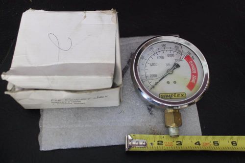 Simplex 18906 4&#034; Pressure Gauge 0-10000 psi (700 Bar) Never Used see info