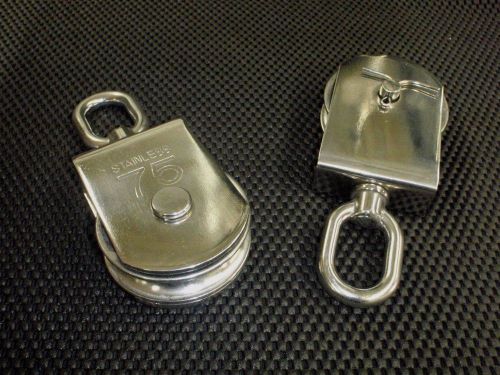 STAINLESS STEEL SWIVEL SINGLE PULLEY 3&#034; SHEAVE SIZE MARINE GRADE 75mm