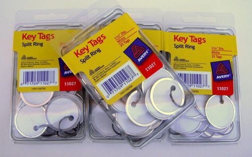 LOT of 100 AVERY 1-1/4&#034; Key Tags w/split ring