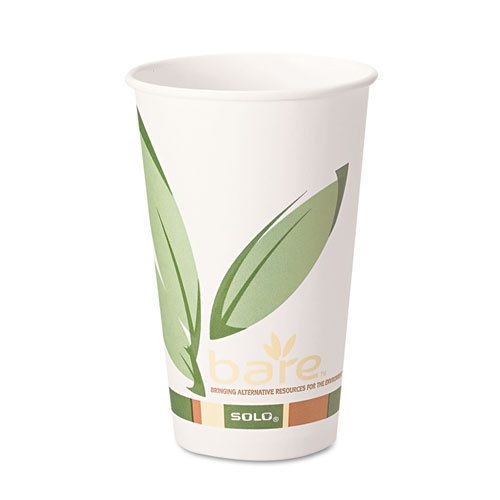 Bare PCF Paper Hot Cups, 12oz, 1000/Carton