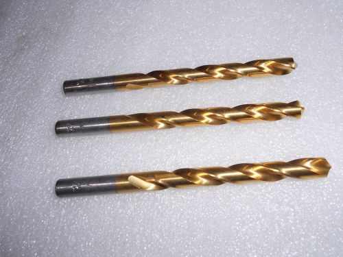 LOT OF 3  V-HSS TiN NEW SIZE V DRILLS 3&#034; FLUTE 5&#034;OAL USA MADE