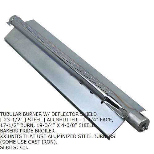 Baker&#039;s pride-tubular burner w/ deflector shield 23-1/2&#034; steel air shutter for sale