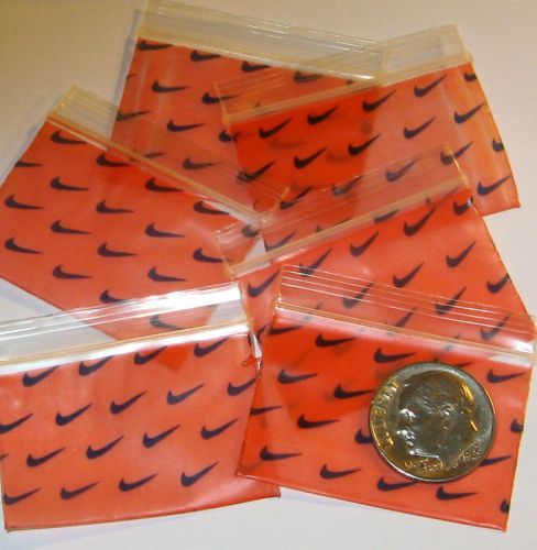 200 swoosh black/orange 1.5 x 1 in. baggies mini ziplock bags 1510 apple for sale