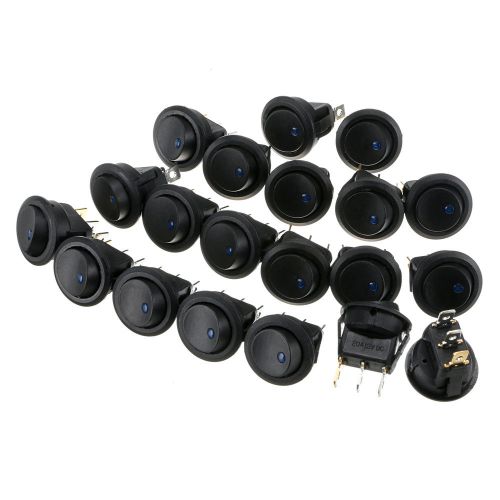 Popular 20pc blue led light 12v auto boat round rocker on/off toggle spst switch for sale