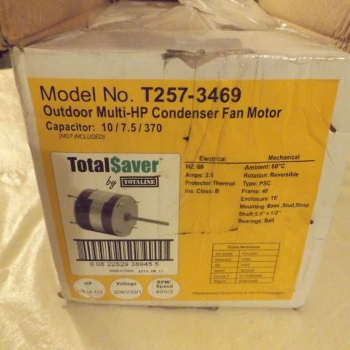 New  t257-3469 totalsaver 825 rpm condenser motor 1/3-1/6 hp 208 230 1 v carrier for sale