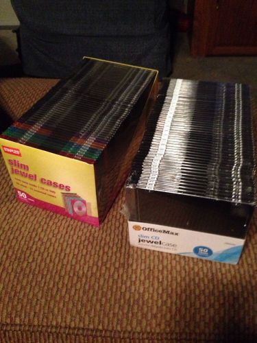 NEW SEALED Staples &amp; Office Max 100 Slim Jewel CD DVD Cases  5 mm