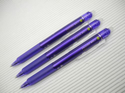 3pcs NEW  PILOT FRIXION retractable 0.5mm roller ball pen Violet(Japan)