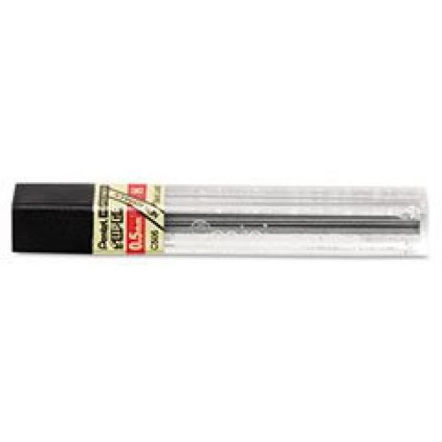 Pentel(R) Super Hi-Polymer(R) Leads, 0.5 mm, H, Medium, Black, Tube Of 12