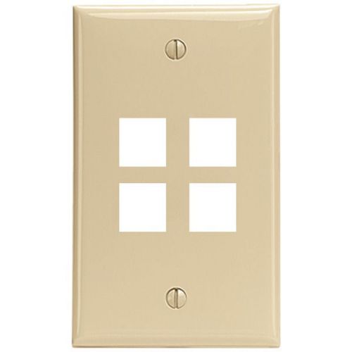 Leviton 41080-4IP Quad-Port QuickPort Wall Plate - Cream