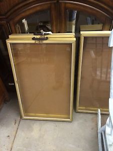 Reduced ! ! ! portable aluminum glass display /lockable with keys  gold showcase for sale