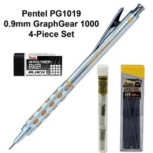 4-piece set, pentel pg1019g, 0.9mm graph gear 1000 automatic pencil for sale