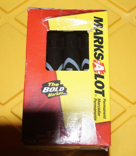 Marks-A-Lot Large Chisel Tip Permanent Marker, Black, Box of 12 (8888), New