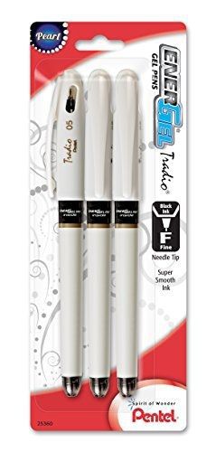 Pentel EnerGel Tradio Pearl Liquid Gel Pen, 0.5mm, Fine Line Capped, Needle Tip,