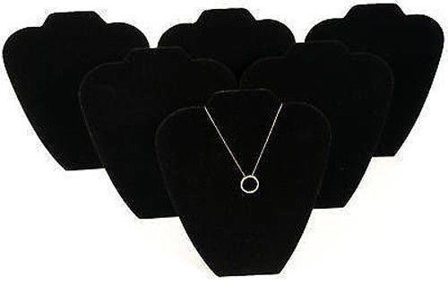 6 BLACK 9&#034; VELVET NECKLACE PENDANT JEWELRY DISPLAYS