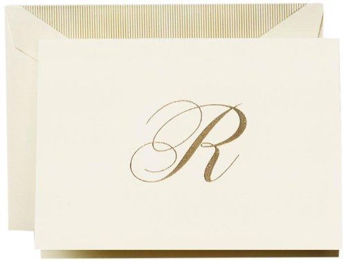 Crane &amp; co. hand engraved script &#034;r&#034; initial note (cf13r1) for sale