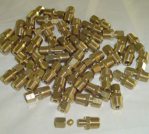 New~qty/lot  (50) reducing union brass compression pipe fittings 3/8-1/8&#034;od for sale