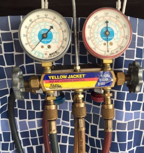 Yellow jacket test &amp; charging manifold gauge set. r-134a, r-507, r-404a for sale