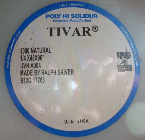 TIVAR 1000 UHWM Sheet, 1/4&#034; X 24&#034; X 24&#034; Natural Color (White) New