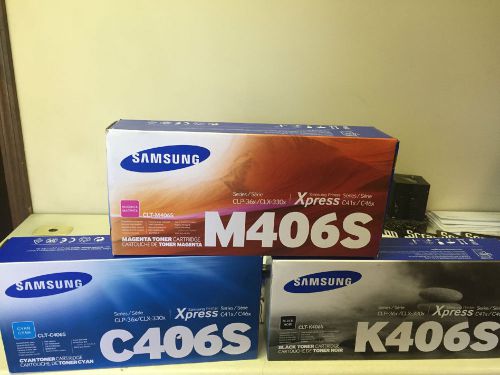 Lot of 3 Samsung Xpress C41x/C46x Printer Toners = CLT-K406S CLT-C406S CLT-M406S