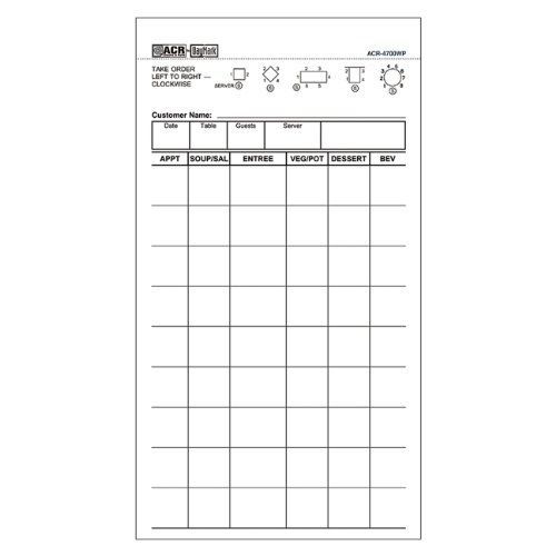 DayMark ACR-4700WP No-Carbon Guest Check Book, 2 Part, White, 7-1/4&#034; Length x