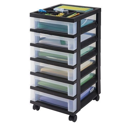 Office Drawer Organizer Top Rolling Cart  Storage Art Crafts Supplies Plastic